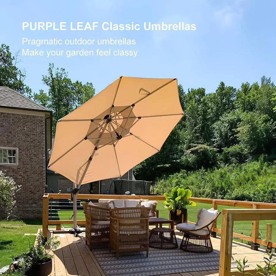PURPLE LEAF Double Top 360 Degree Rotation Round Outdoor Classic Parasol - Image 98