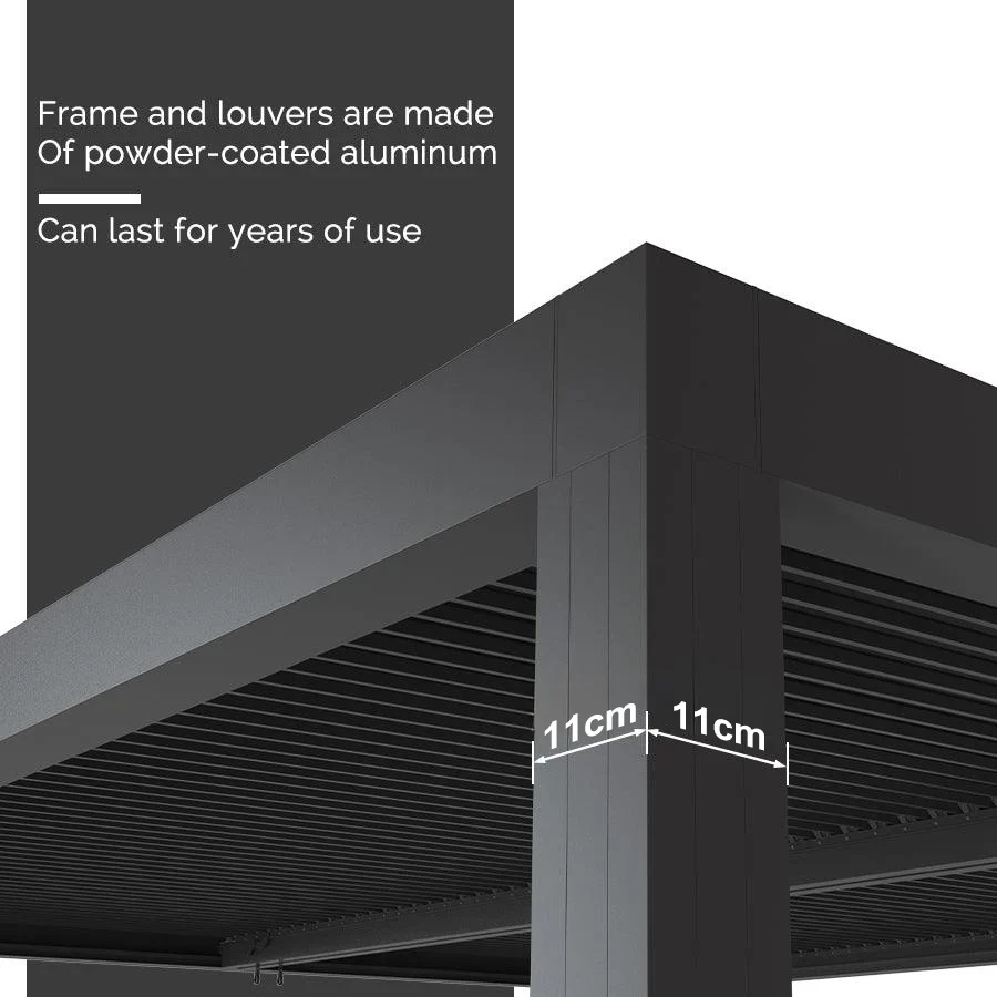 PURPLE LEAF Athena Louvered Pergola Grey Outdoor Aluminum Pergola with Strip Lights Adjustable Gazebo for Patio Deck Garden - Image 17