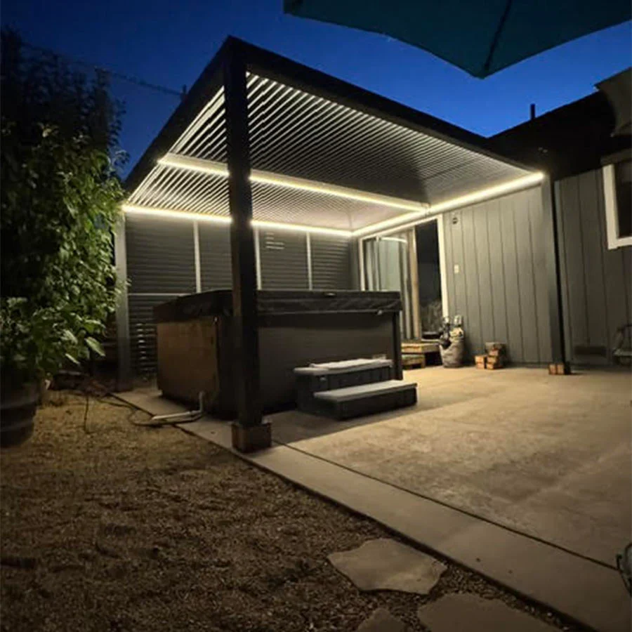 PURPLE LEAF Athena Louvered Pergola Grey Outdoor Aluminum Pergola with Strip Lights Adjustable Gazebo for Patio Deck Garden - Image 26