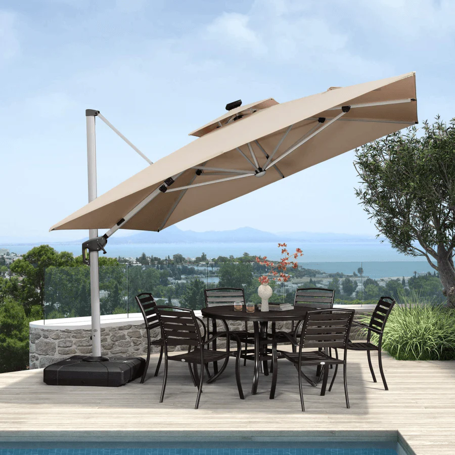 PURPLE LEAF Large Solar Yard Parasol Double Top Square Patio Umbrella with Lights - Image 11