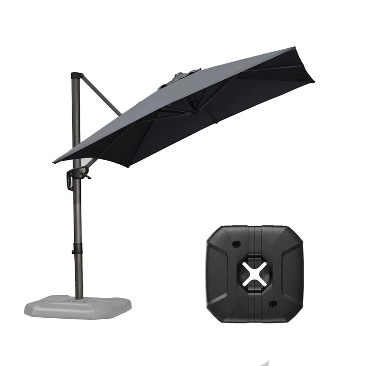(Umbrella and Base Set) PURPLE LEAF Double Top Rectangle Outdoor Classic Parasol with base - Image 107