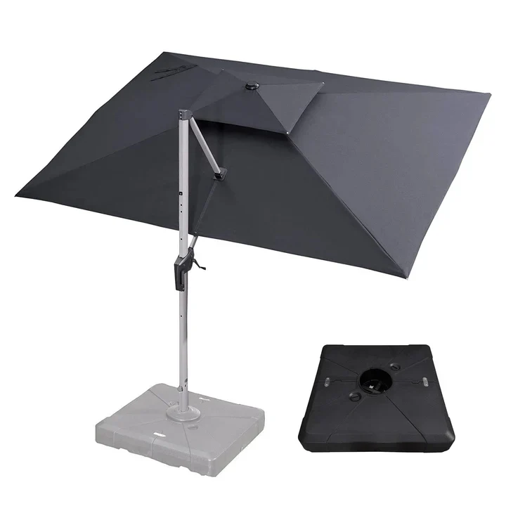 (Umbrella and Base Set) PURPLE LEAF Double Top Rectangle Outdoor Classic Parasol with base - Image 109