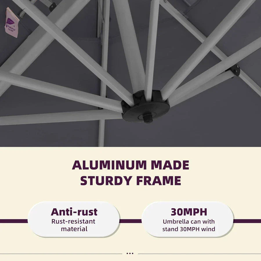 (Umbrella and Base Set) PURPLE LEAF Double Top Rectangle Outdoor Classic Parasol with base - Image 17