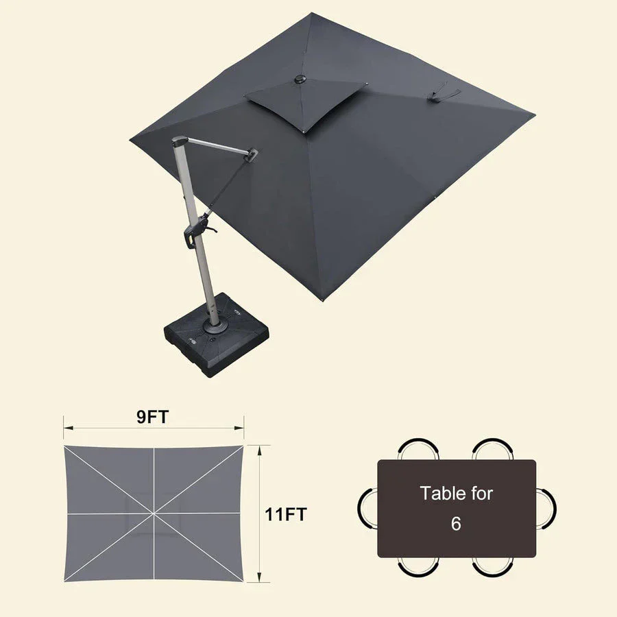 (Umbrella and Base Set) PURPLE LEAF Double Top Rectangle Outdoor Classic Parasol with base - Image 22