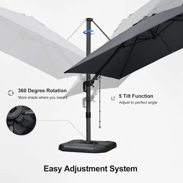PURPLE LEAF Square Cantilever Patio Parasol with 360° Swivel and Tilt - Image 23
