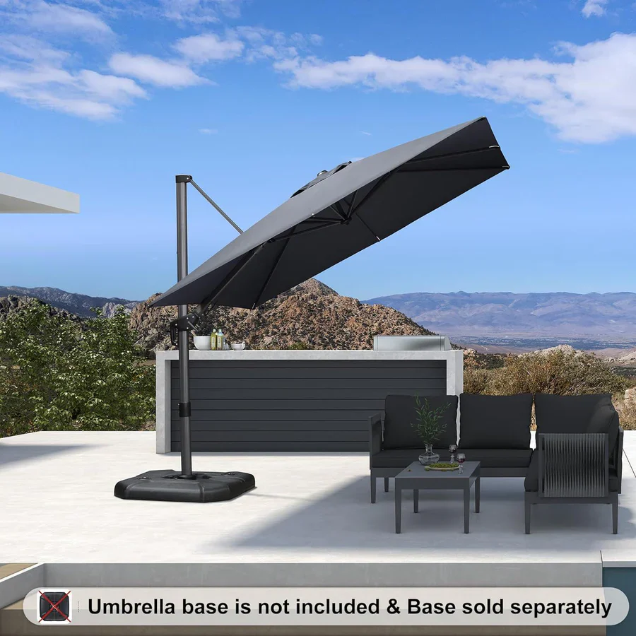 PURPLE LEAF Square Cantilever Patio Parasol with 360° Swivel and Tilt - Image 31