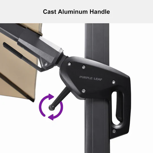 PURPLE LEAF Square Cantilever Patio Parasol with 360° Swivel and Tilt - Image 42