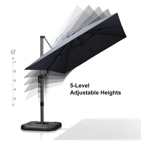 PURPLE LEAF Square Cantilever Patio Parasol with 360° Swivel and Tilt - Image 55
