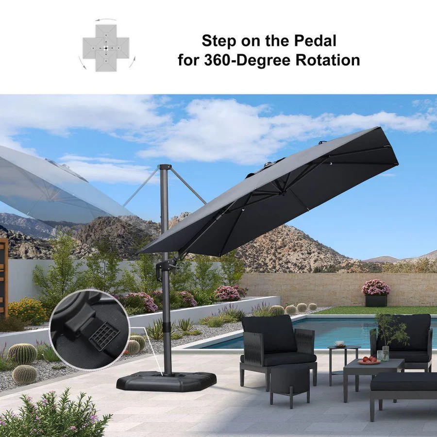 PURPLE LEAF Rectangle Swivel Offset Cantilever  Parasol - Image 22