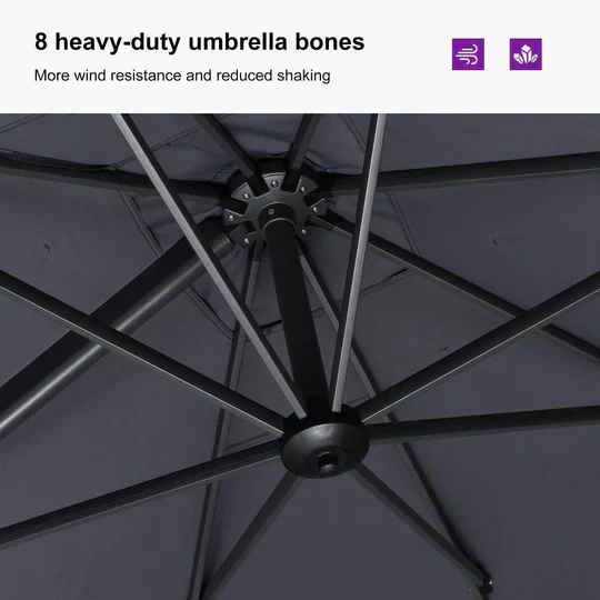 PURPLE LEAF Rectangle Swivel Offset Cantilever  Parasol - Image 28