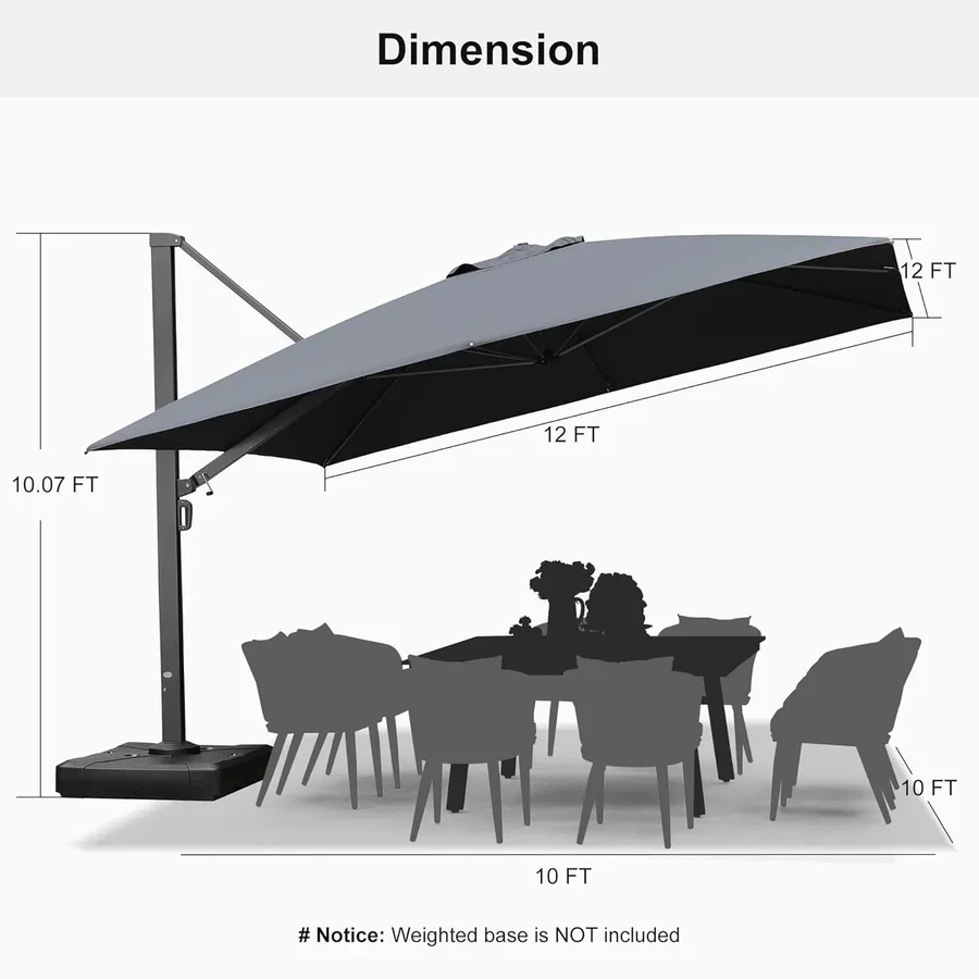 PURPLE LEAF Outdoor Aluminum Umbrella Offset Patio Umbrella - Image 11