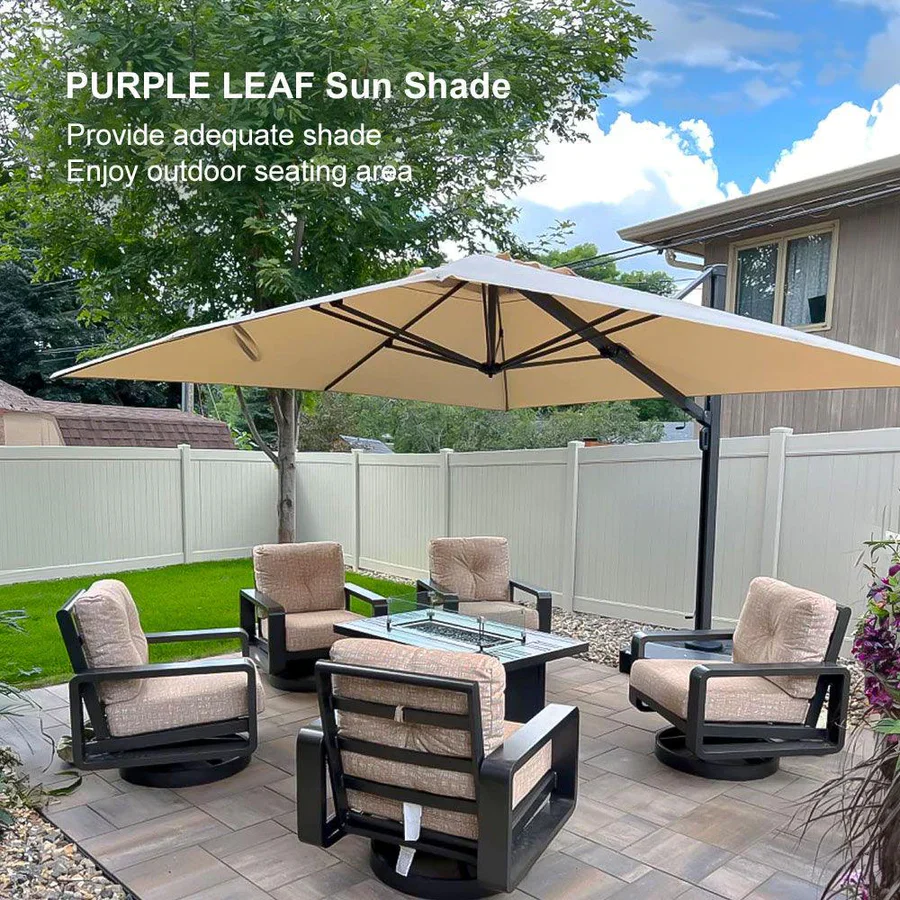 PURPLE LEAF Outdoor Aluminum Umbrella Offset Patio Umbrella - Image 14