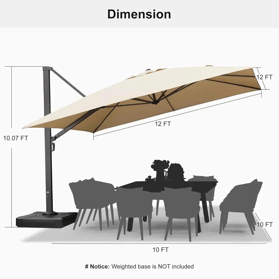 PURPLE LEAF Outdoor Aluminum Umbrella Offset Patio Umbrella - Image 16