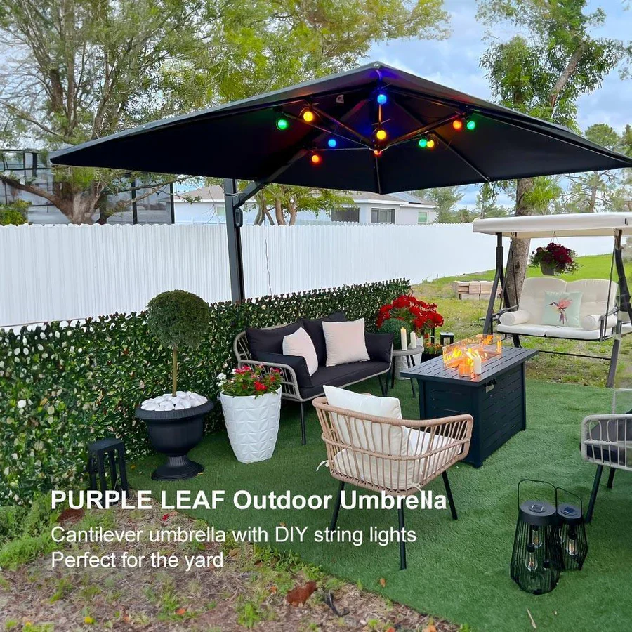 PURPLE LEAF Outdoor Aluminum Umbrella Offset Patio Umbrella - Image 20