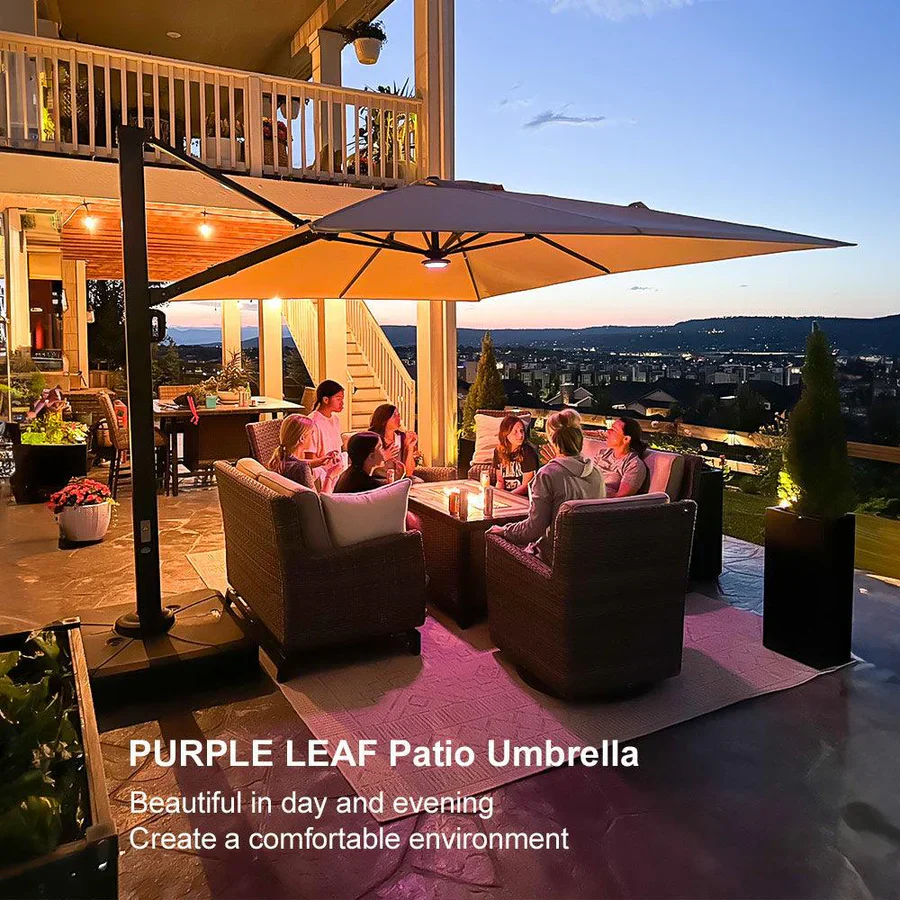 PURPLE LEAF Outdoor Aluminum Umbrella Offset Patio Umbrella - Image 22