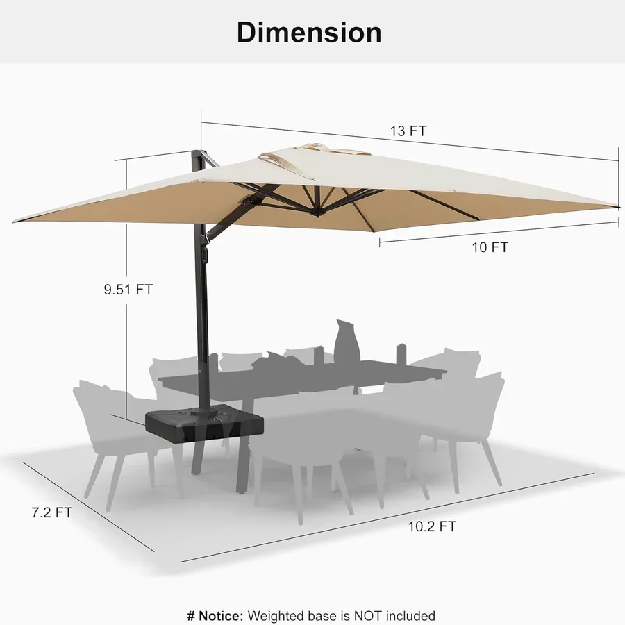 PURPLE LEAF Outdoor Aluminum Umbrella Offset Patio Umbrella - Image 29