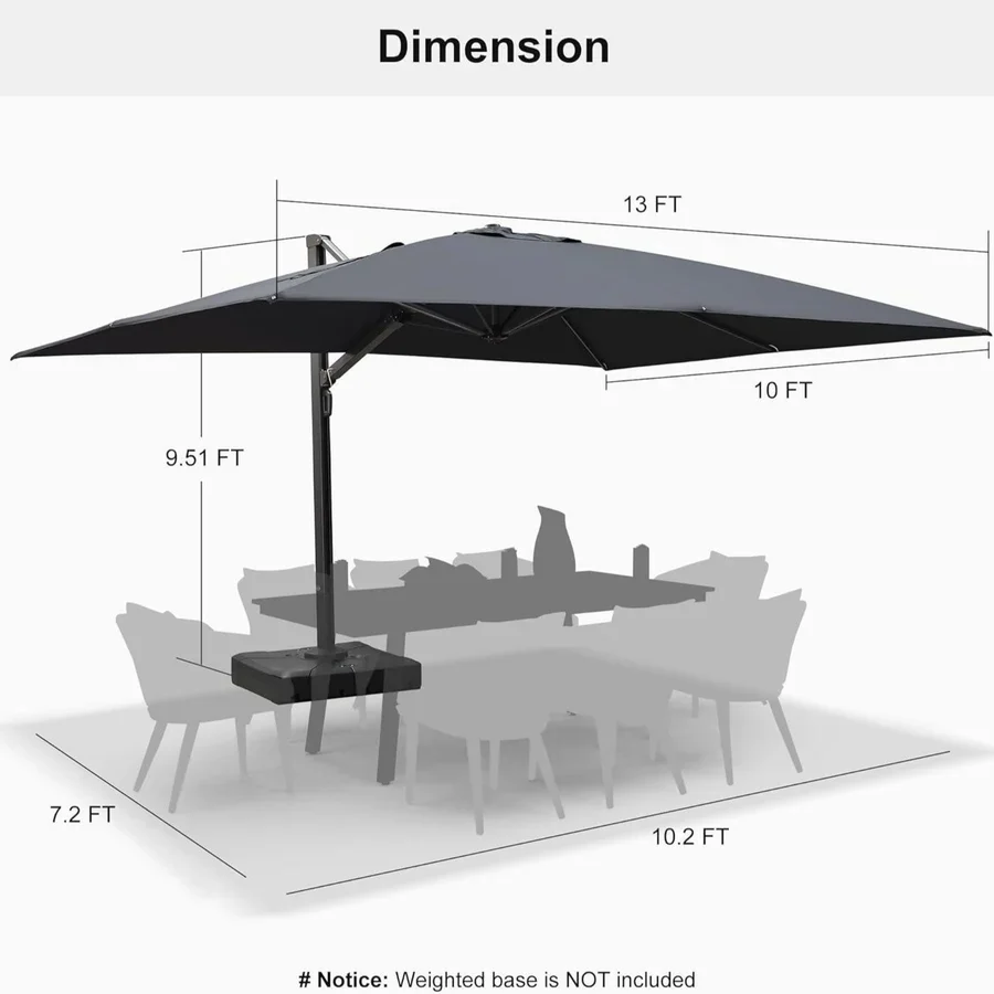 PURPLE LEAF Outdoor Aluminum Umbrella Offset Patio Umbrella - Image 32