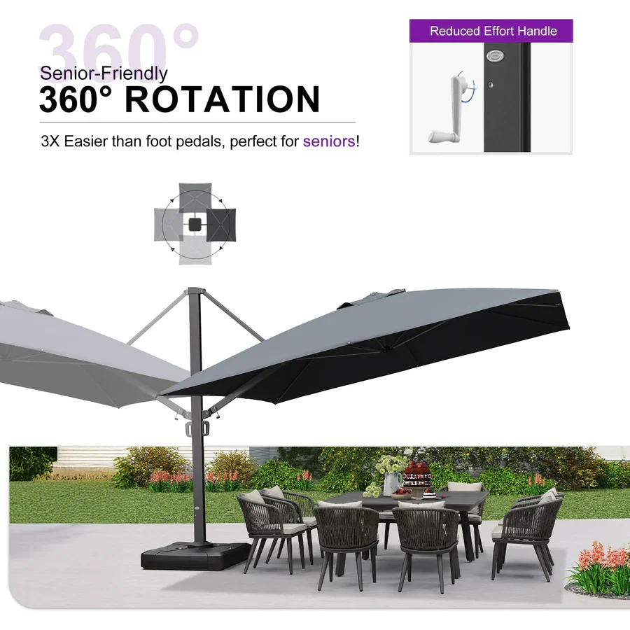 PURPLE LEAF Outdoor Aluminum Umbrella Offset Patio Umbrella - Image 35