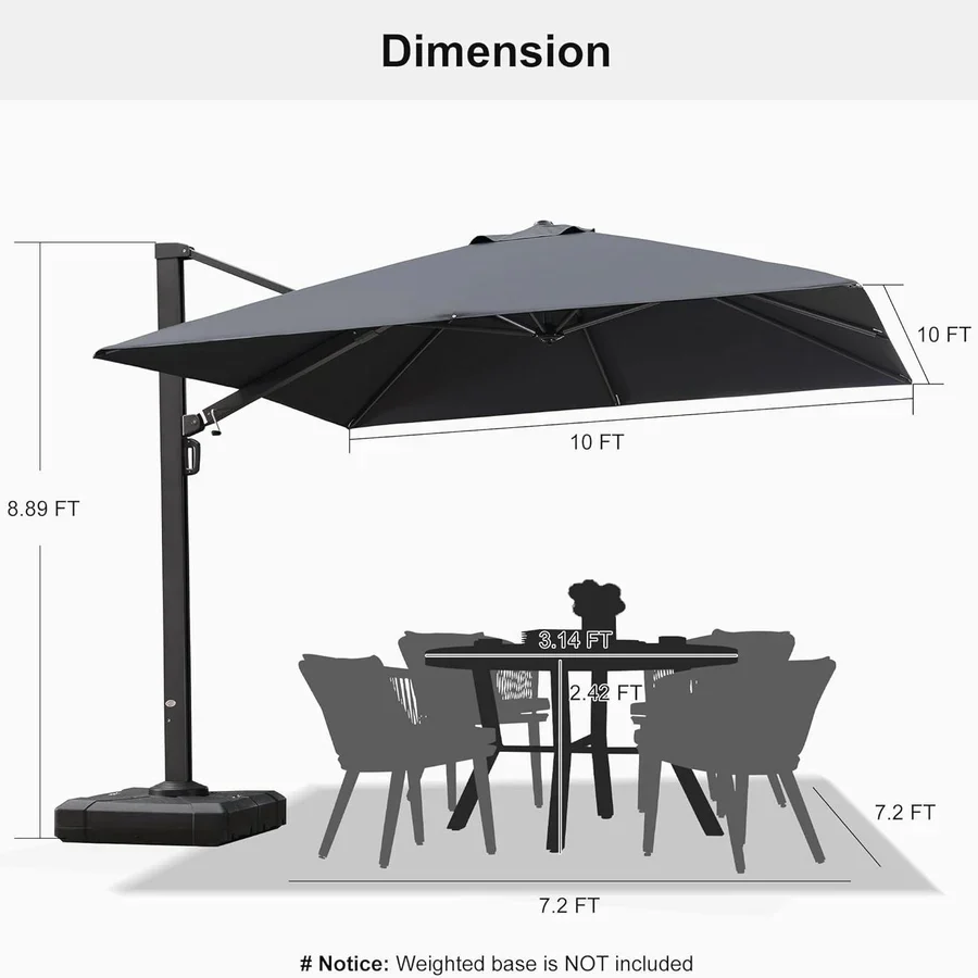 PURPLE LEAF Outdoor Aluminum Umbrella Offset Patio Umbrella - Image 5