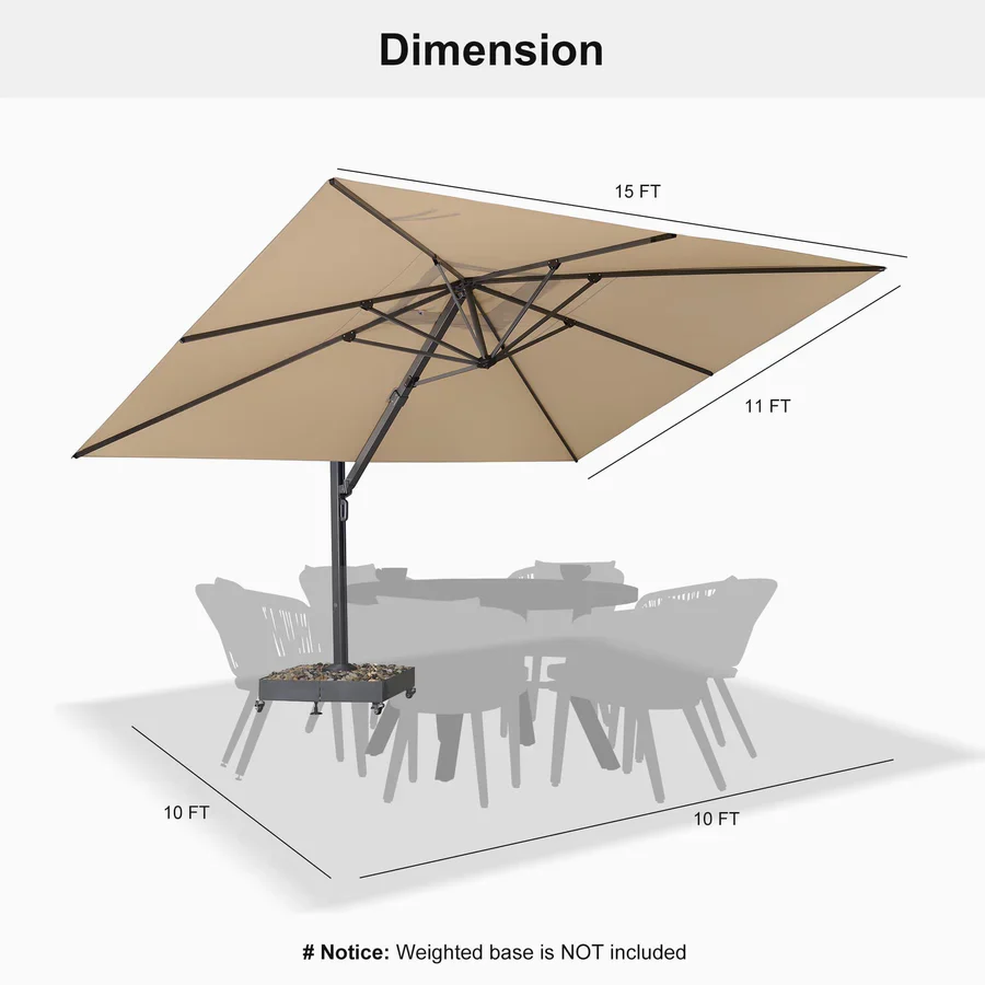 PURPLE LEAF Outdoor Aluminum Umbrella Offset Patio Umbrella - Image 50