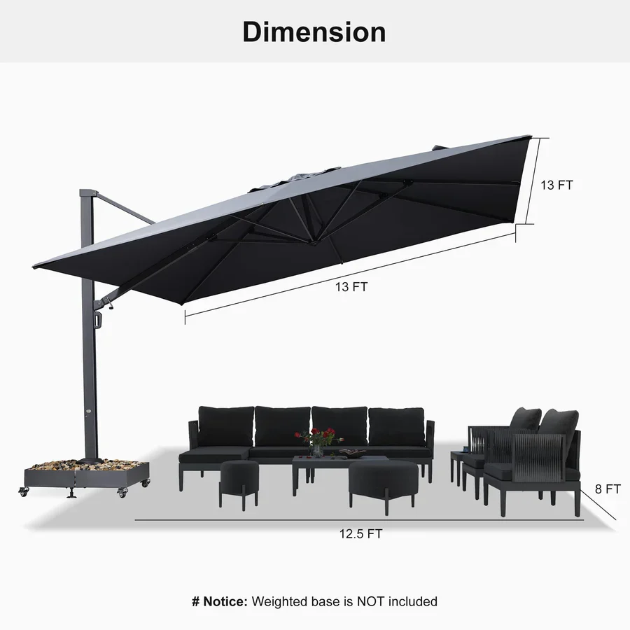 PURPLE LEAF Outdoor Aluminum Umbrella Offset Patio Umbrella - Image 52