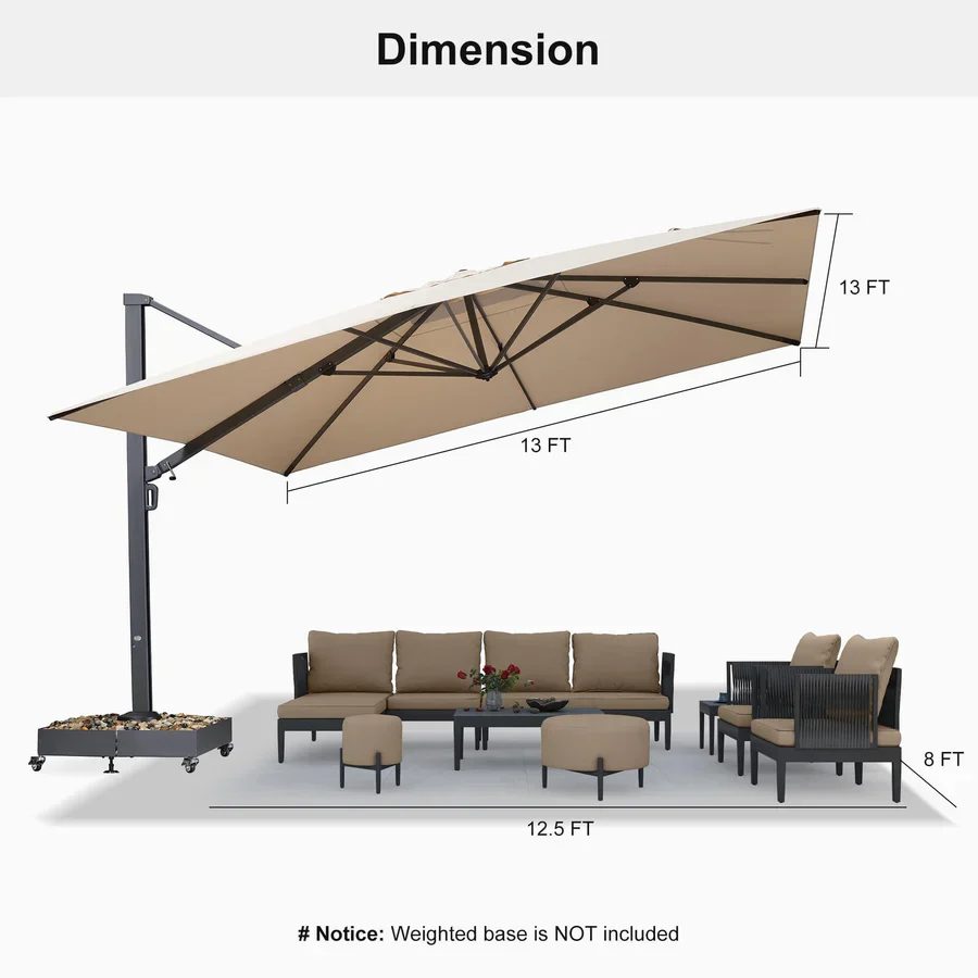 PURPLE LEAF Outdoor Aluminum Umbrella Offset Patio Umbrella - Image 53