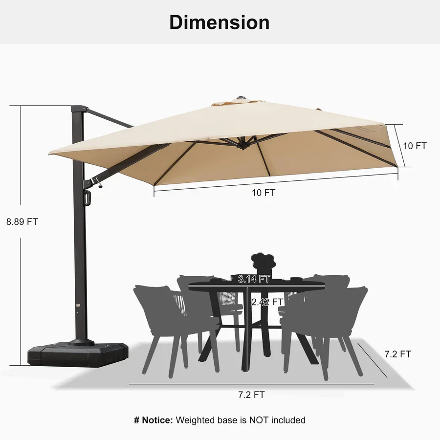 PURPLE LEAF Outdoor Aluminum Umbrella Offset Patio Umbrella - Image 7