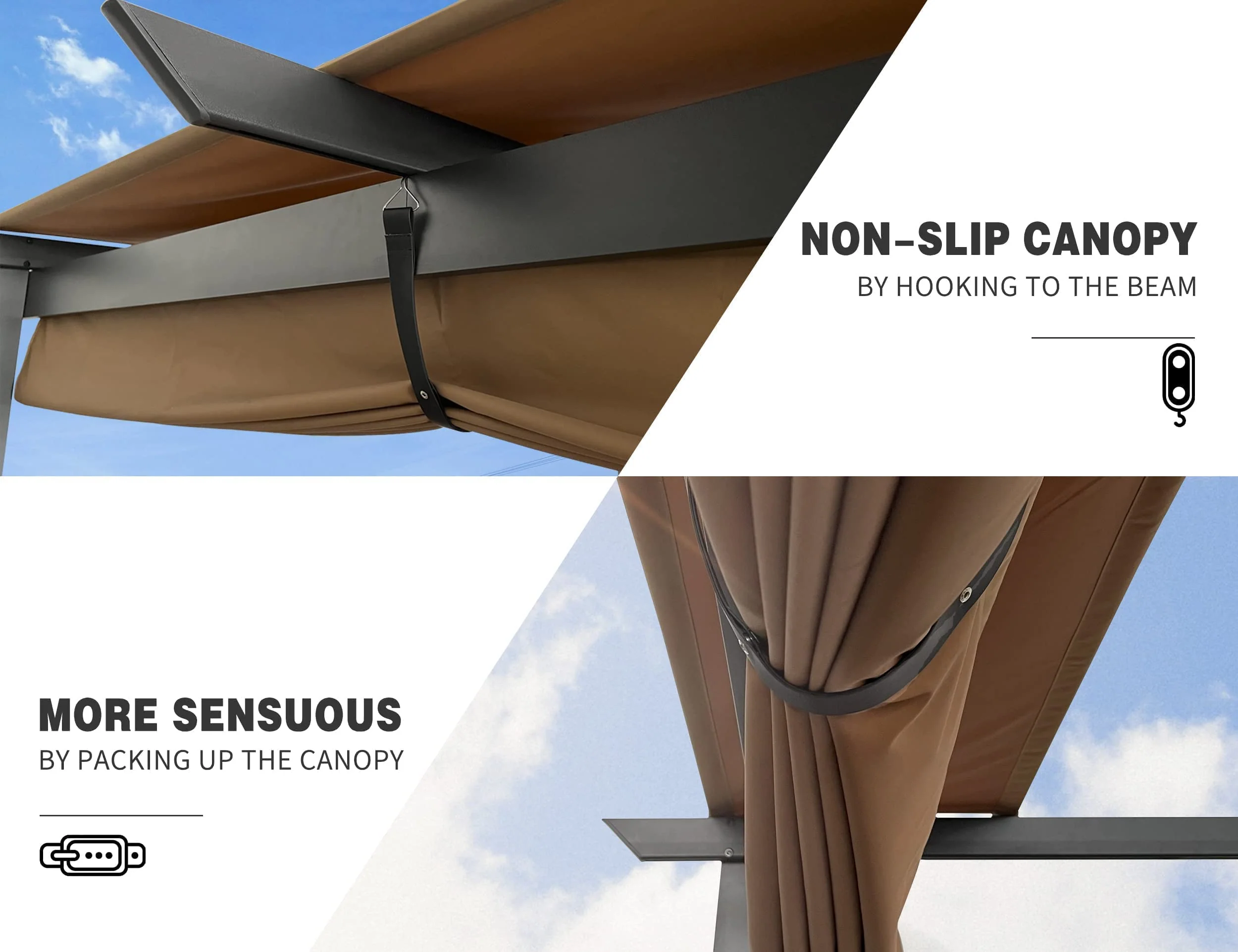 PURPLE LEAF Retractable Pergola with Double Sun Shade Canopy  Heavy-Duty Aluminum Pergola - Image 14