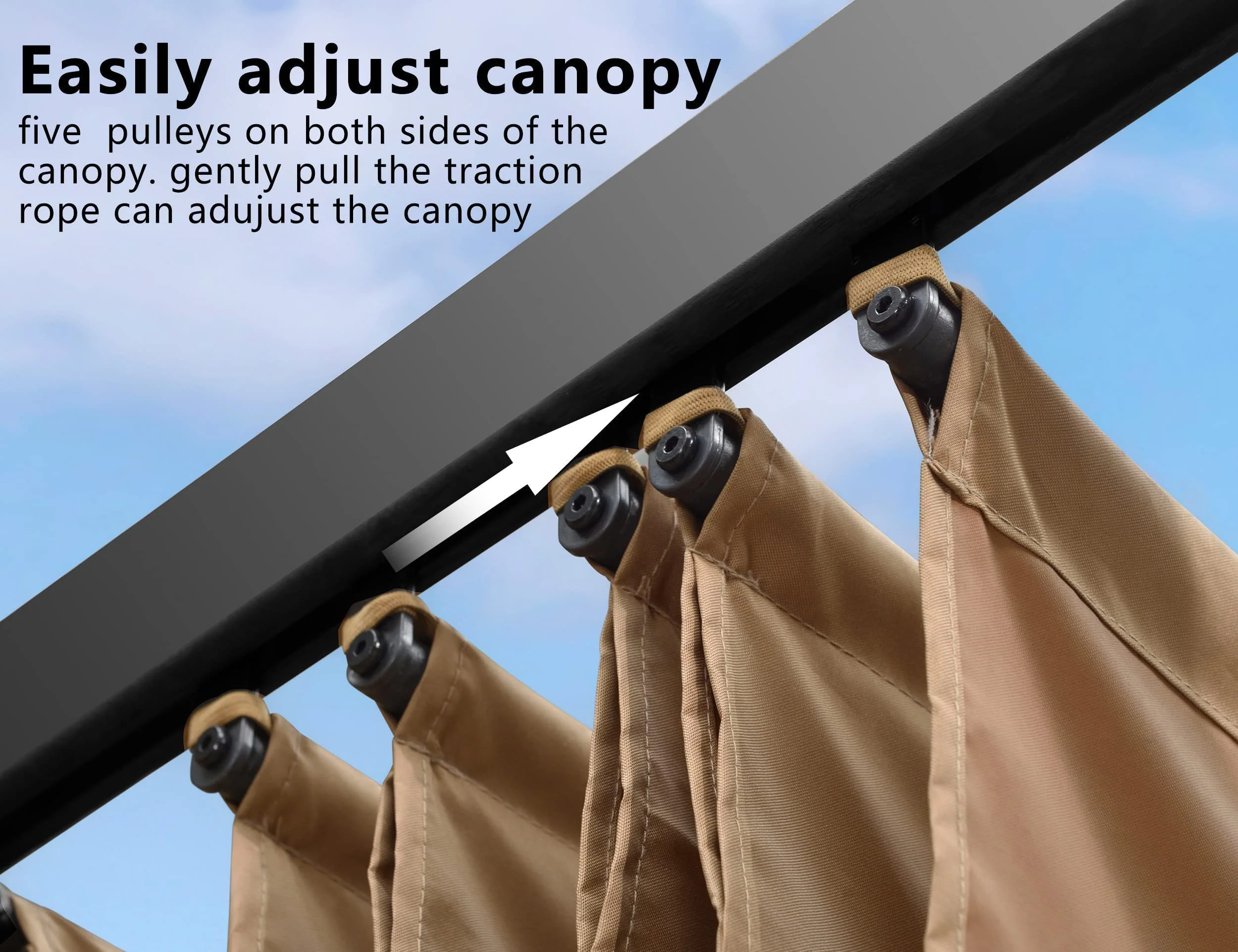 PURPLE LEAF Retractable Pergola with Double Sun Shade Canopy  Heavy-Duty Aluminum Pergola - Image 20