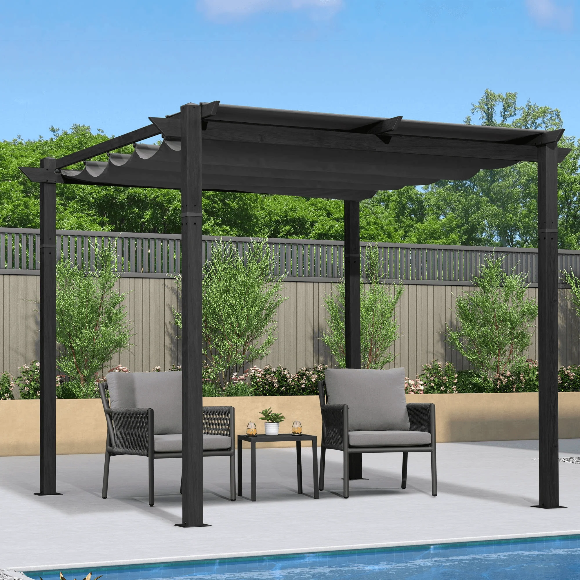 PURPLE LEAF Retractable Pergola with Double Sun Shade Canopy  Heavy-Duty Aluminum Pergola - Image 3