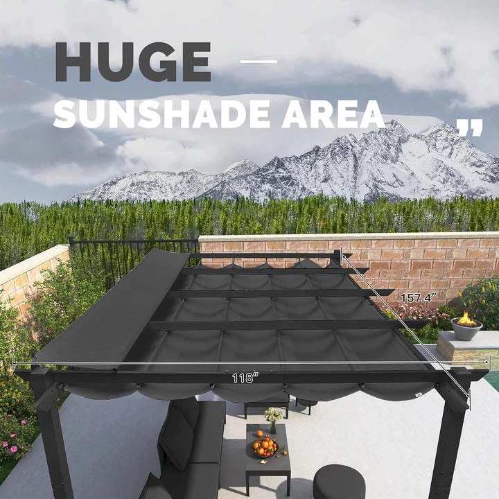 PURPLE LEAF Retractable Pergola with Double Sun Shade Canopy  Heavy-Duty Aluminum Pergola - Image 49