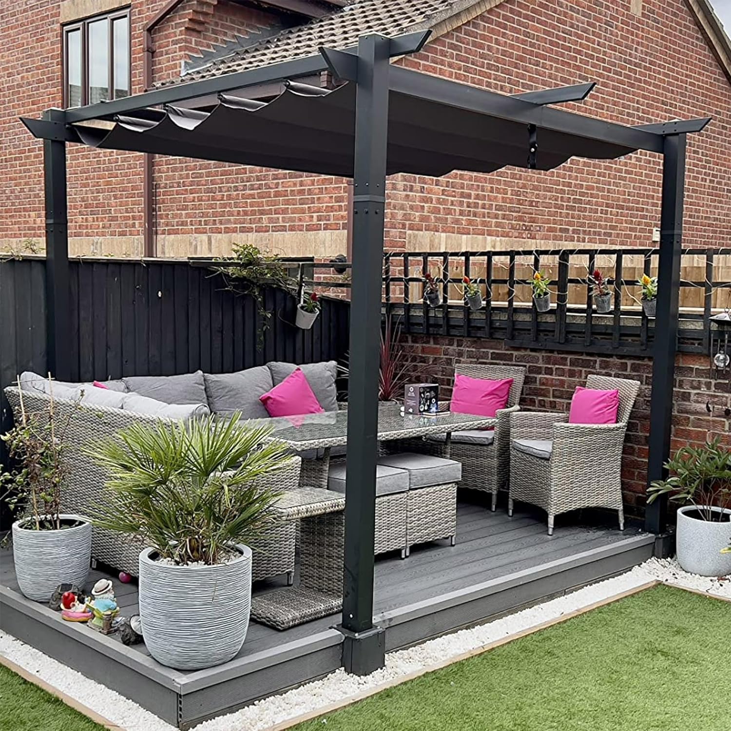 PURPLE LEAF Retractable Pergola with Double Sun Shade Canopy  Heavy-Duty Aluminum Pergola - Image 68
