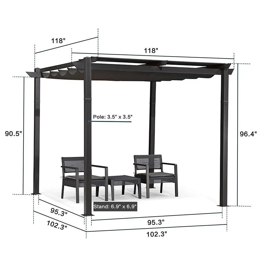 PURPLE LEAF Retractable Pergola with Double Sun Shade Canopy  Heavy-Duty Aluminum Pergola - Image 75