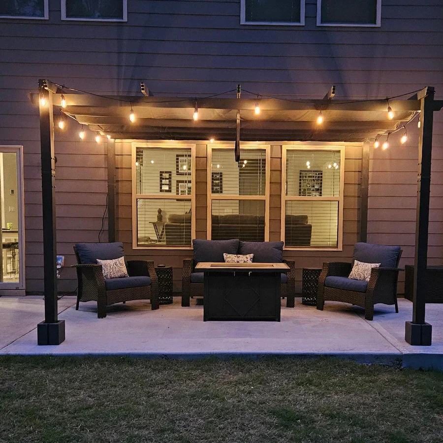 PURPLE LEAF Outdoor Retractable Pergola Patio Shelter Classical Pavilion Grill Gazebo - Image 154