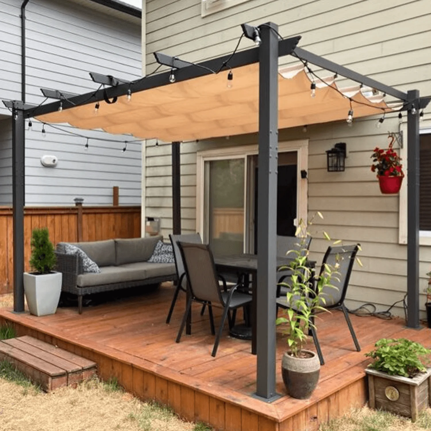 PURPLE LEAF Outdoor Retractable Pergola Patio Shelter Classical Pavilion Grill Gazebo - Image 33
