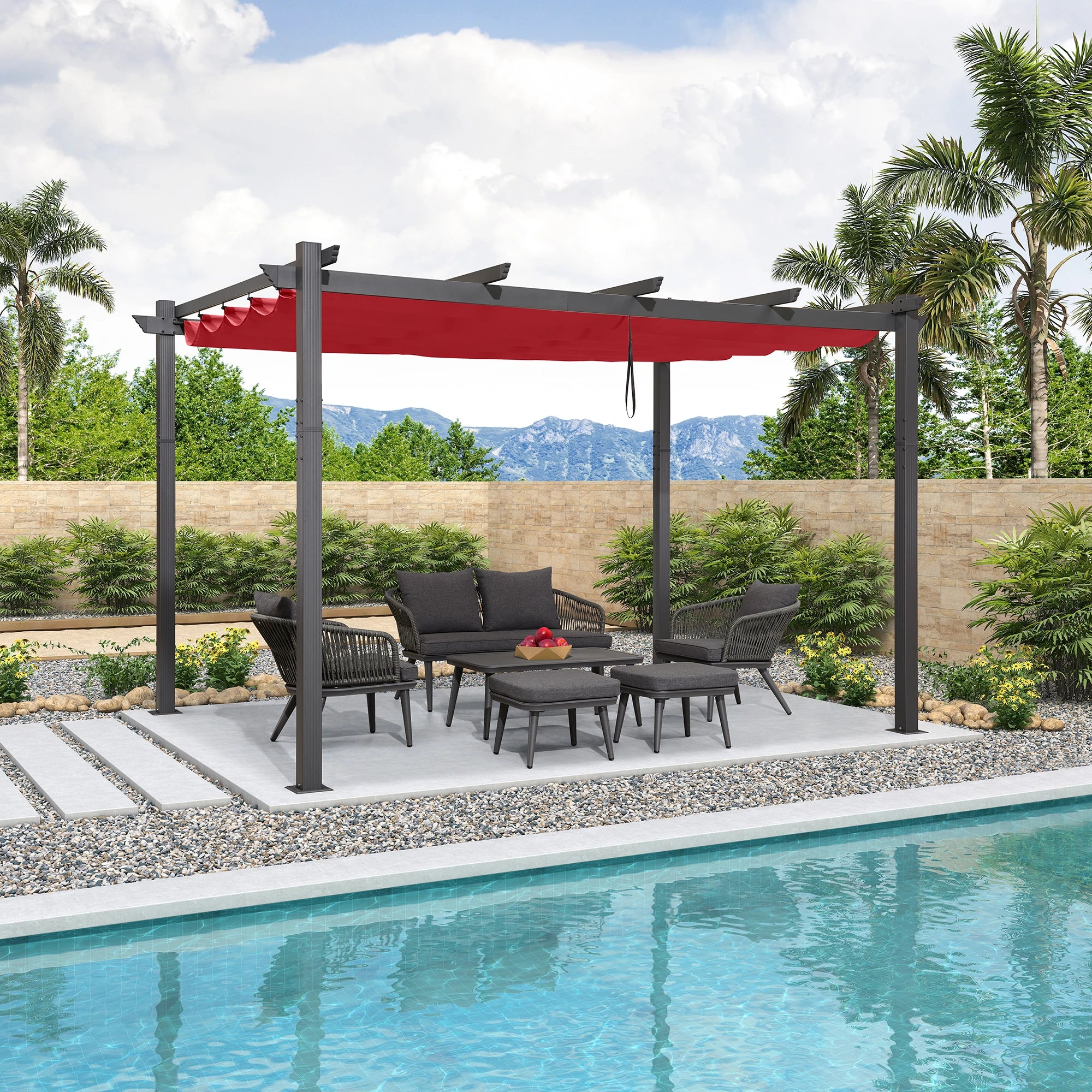 PURPLE LEAF Outdoor Retractable Pergola Patio Shelter Classical Pavilion Grill Gazebo - Image 98