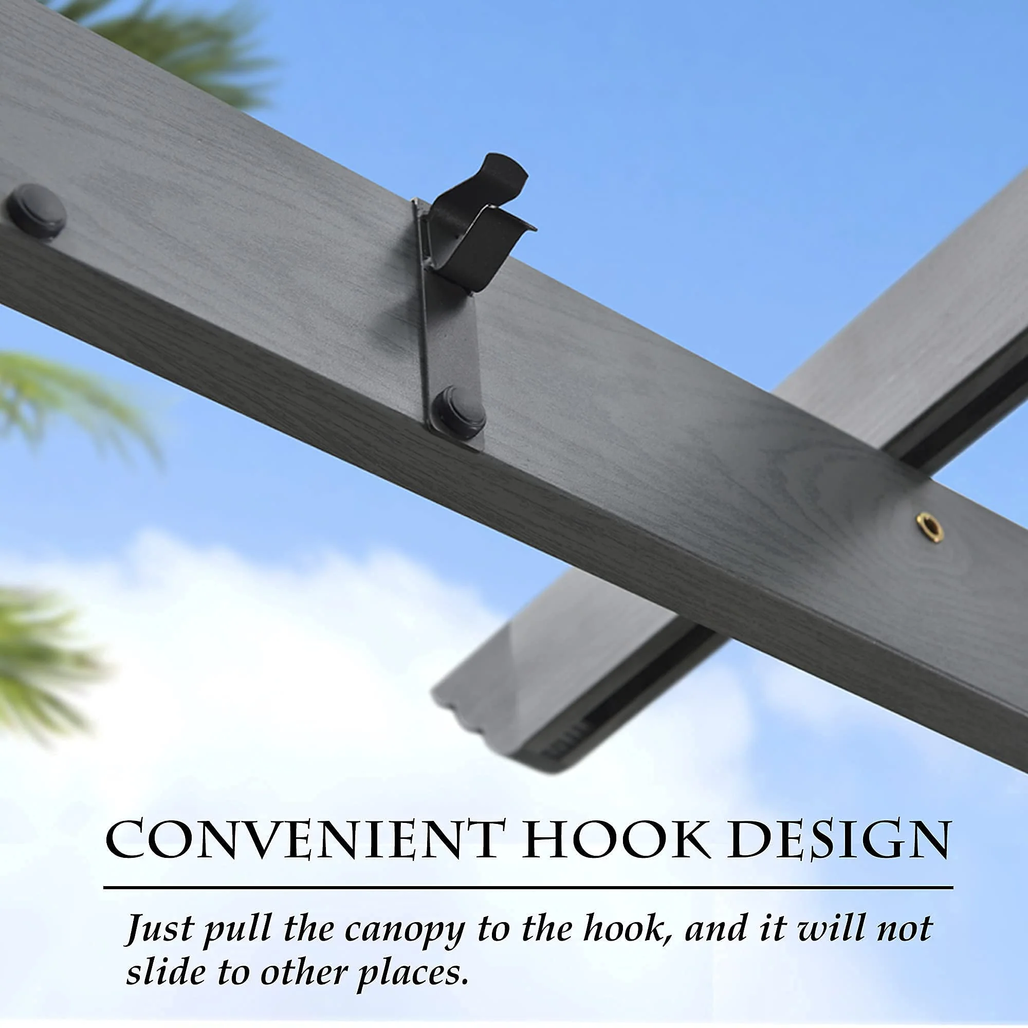 PURPLE LEAF Outdoor Retractable Wood Grain Pergola Patio Aluminum Pergola - Image 7