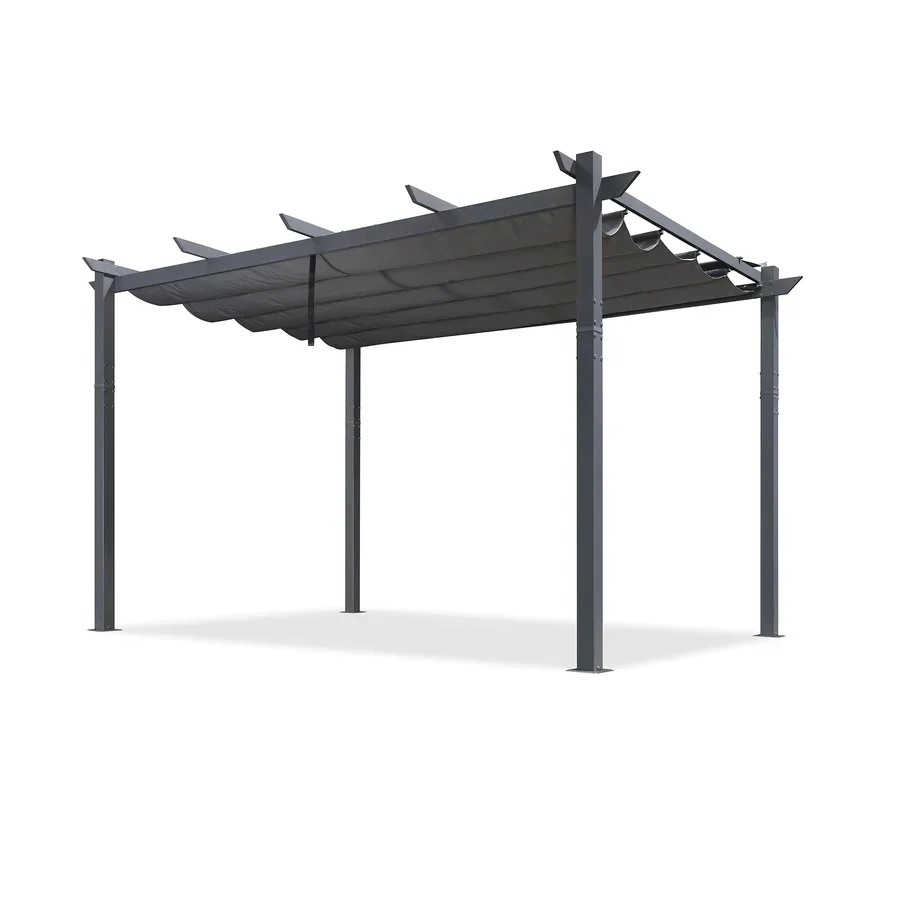 PURPLE LEAF Patio Retractable Pergola with Shade Canopy Upgrade Charcoal Grey Frame Modern Grill Gazebo - Image 5