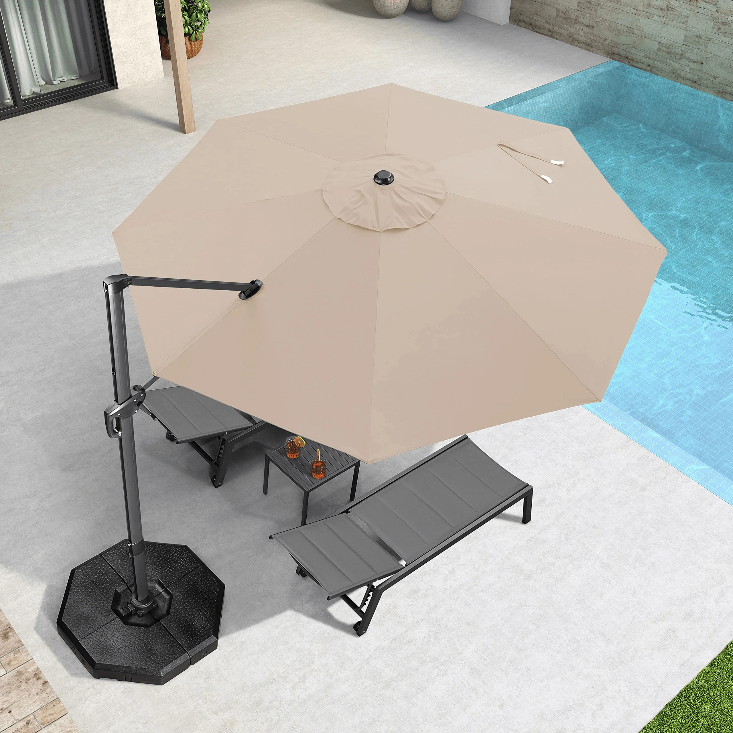 PURPLE LEAF Economical  Patio Offset Round Parasol - Image 20