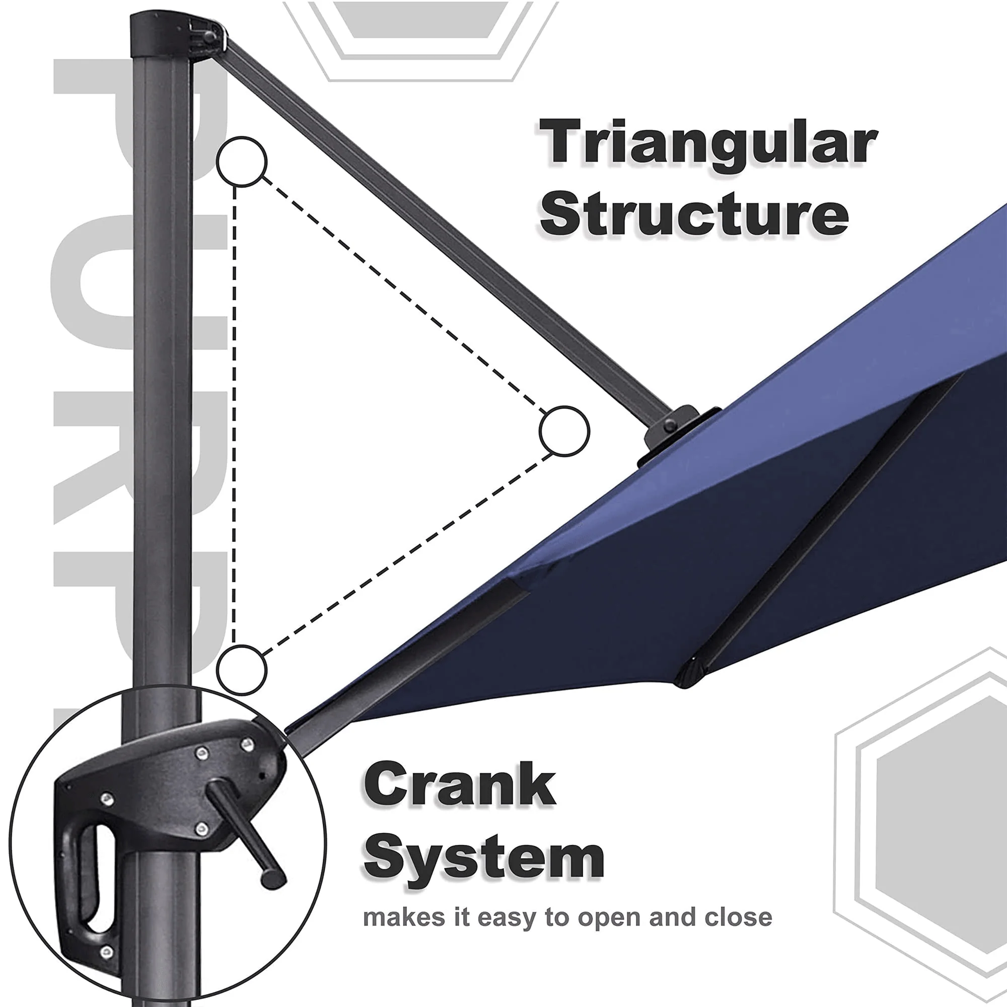 PURPLE LEAF Economical  Patio Offset Round Parasol - Image 34