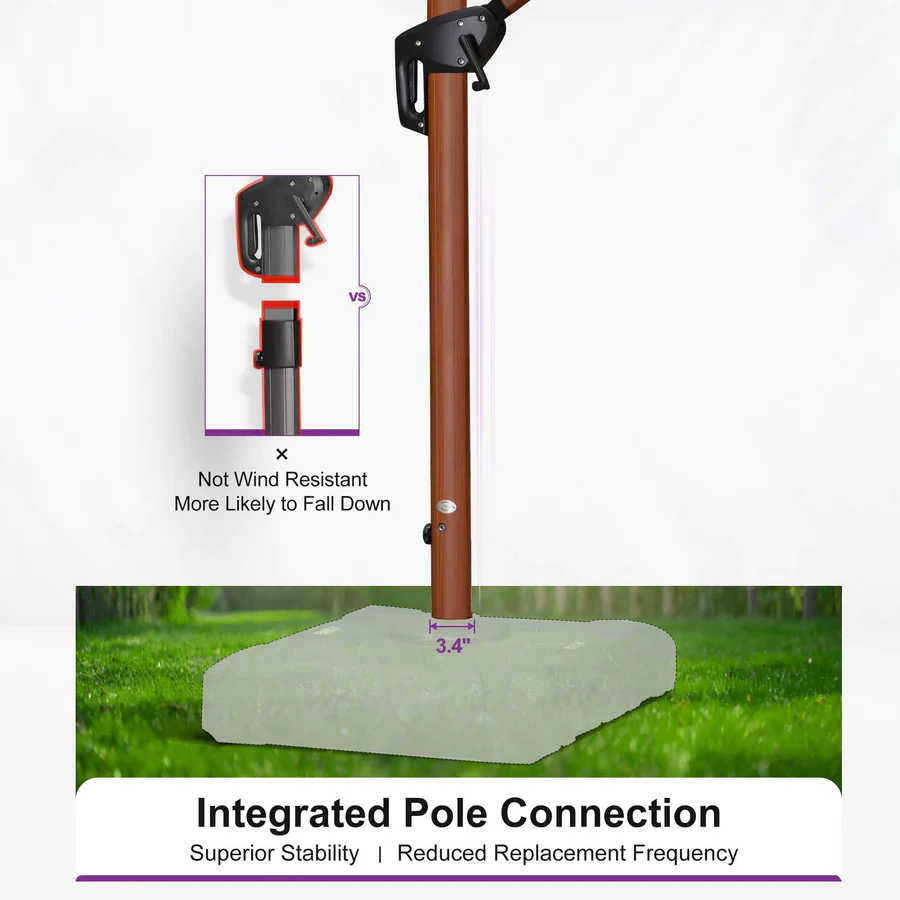 PURPLE LEAF Double Top Square Aluminum Parasol in Wood Color 10 ft - Image 46
