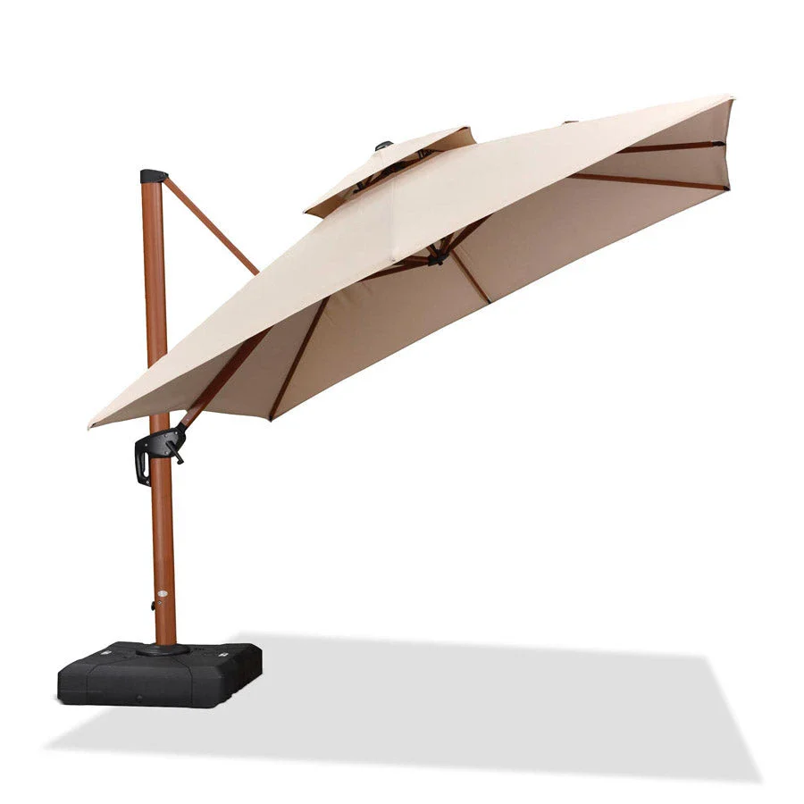 PURPLE LEAF Double Top Square Aluminum Parasol in Wood Color 10 ft - Image 8