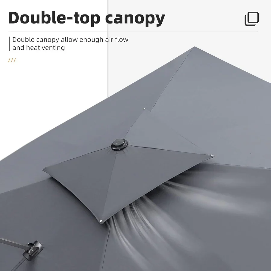 PURPLE LEAF Cantilever Patio Umbrella Gray Pole Outdoor Umbrella with UV Protection - Image 24