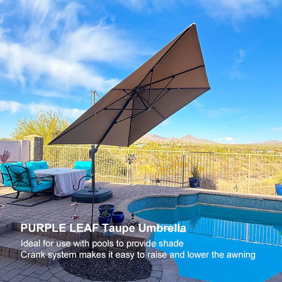 PURPLE LEAF Cantilever Patio Umbrella Gray Pole Outdoor Umbrella with UV Protection - Image 40