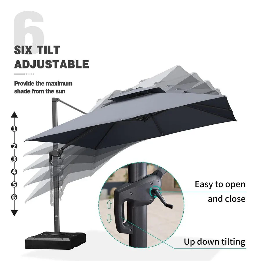 PURPLE LEAF Cantilever Patio Umbrella Gray Pole Outdoor Umbrella with UV Protection - Image 47