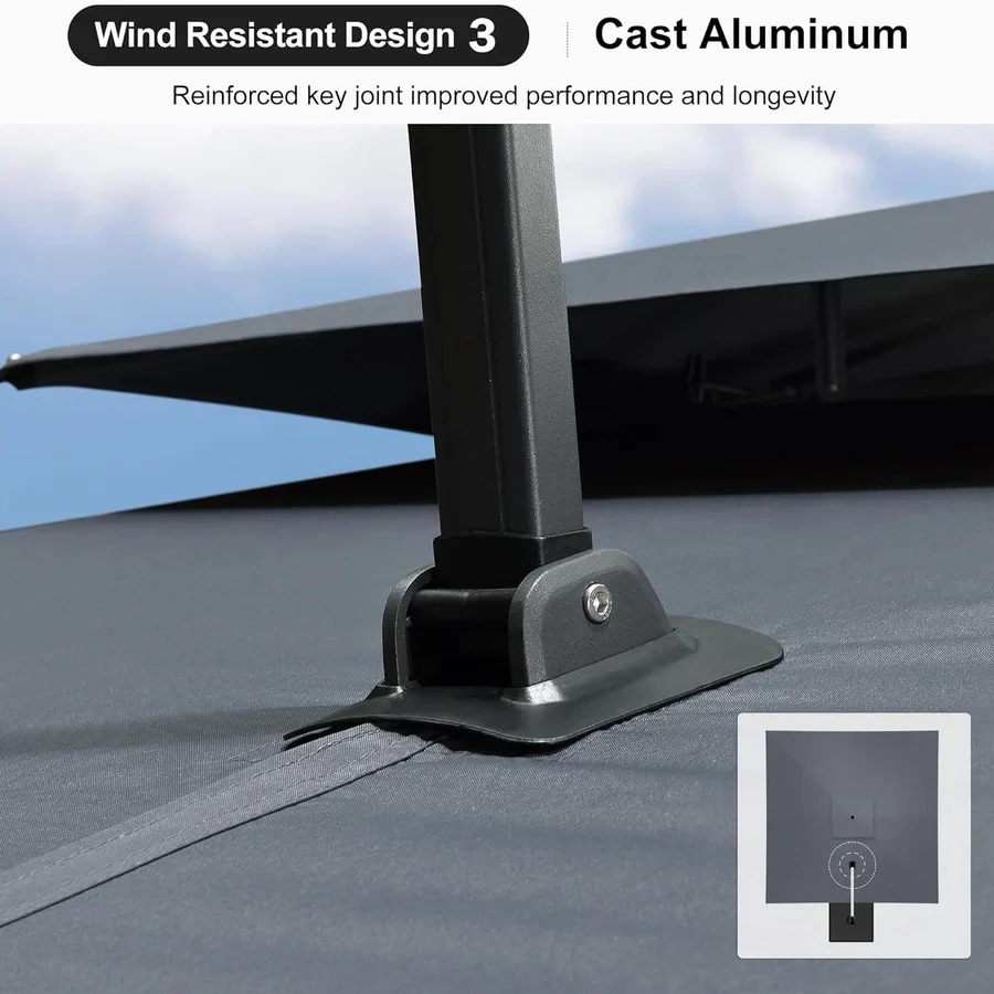 PURPLE LEAF Cantilever Patio Umbrella Gray Pole Outdoor Umbrella with UV Protection - Image 52