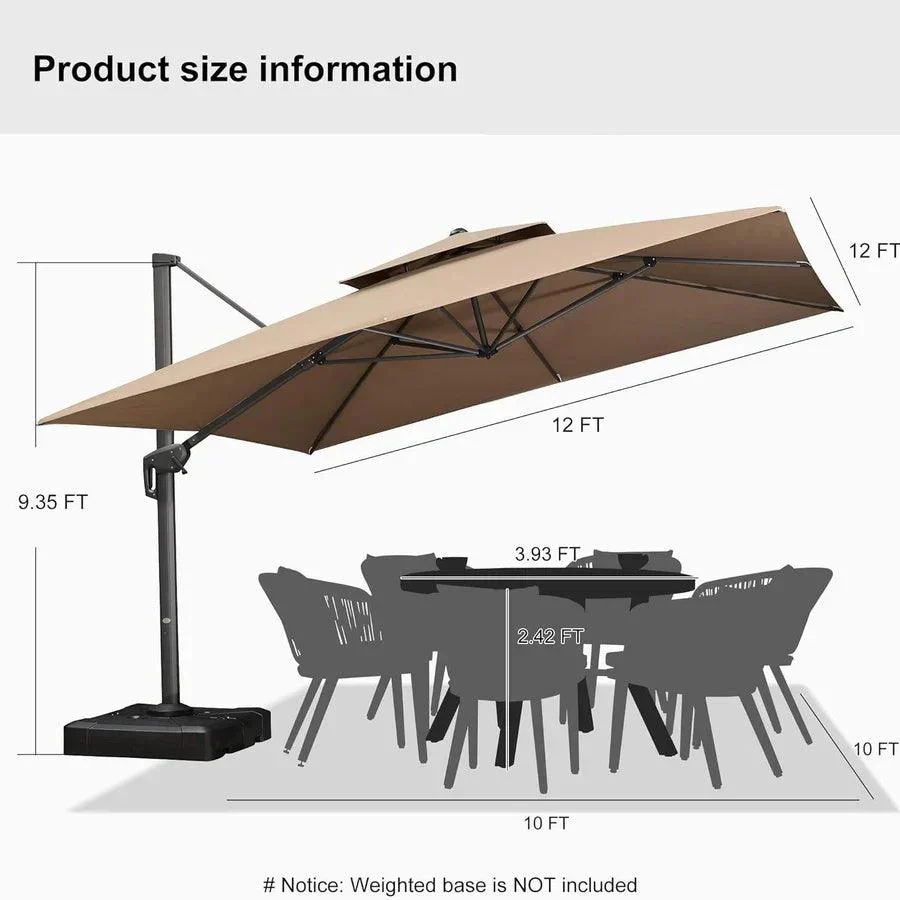 PURPLE LEAF Cantilever Patio Umbrella Gray Pole Outdoor Umbrella with UV Protection - Image 58