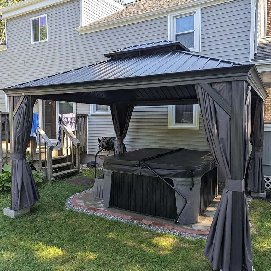 PURPLE LEAF Garden Gazebo with Galvanized Steel Double Roof, Gazebo with Sides Curtain and Netting for All Weather - Image 36