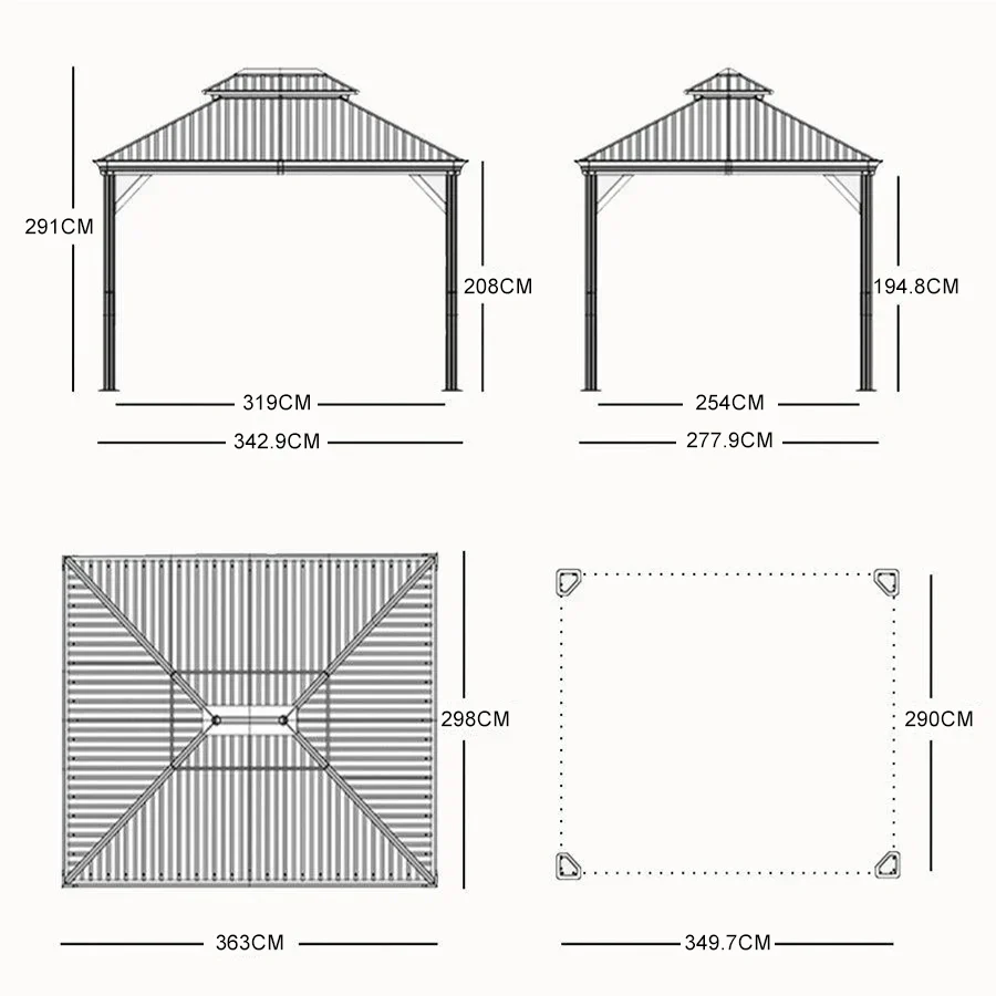PURPLE LEAF Garden Gazebo with Galvanized Steel Double Roof, Gazebo with Sides Curtain and Netting for All Weather - Image 69
