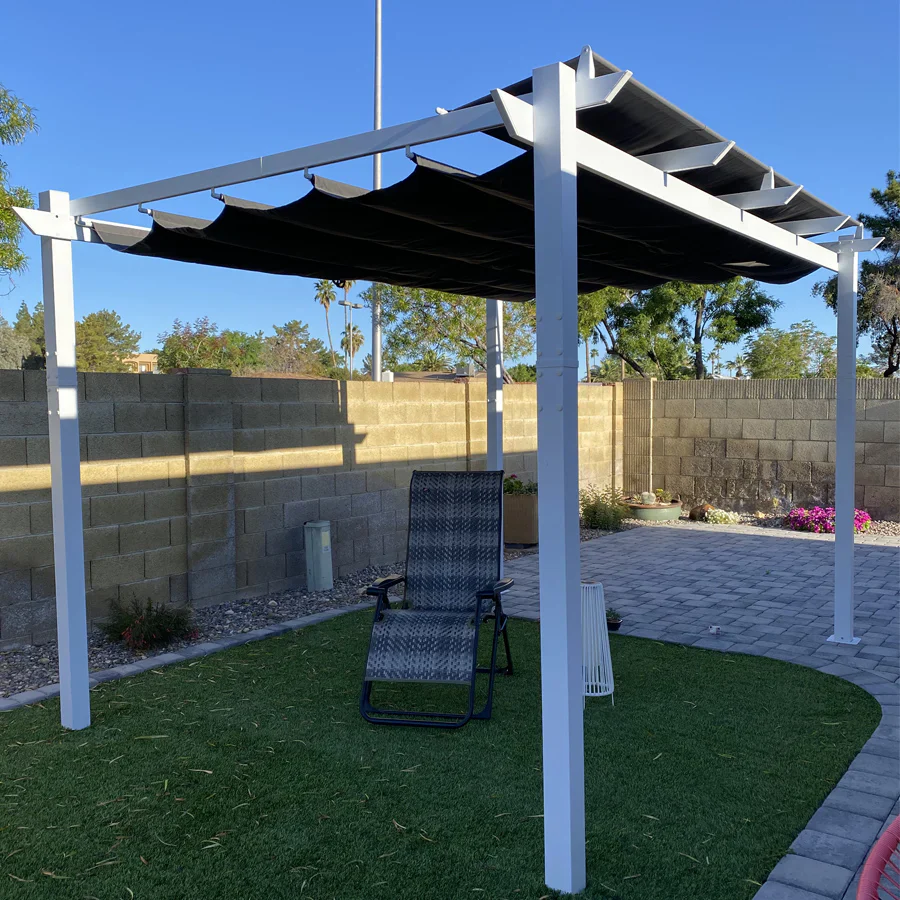 PURPLE LEAF Retractable Pergola With White Frame And Double Sun Shade Canopy Patio Aluminum Pergola for Garden - Image 16